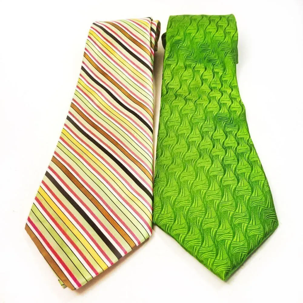Bright Vintage Tie Bundle: RBM Green Silk & Wembley Striped Poly